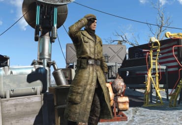 An Enclave soldier saluting in the Fallout 4 PS5 and Xbox Series X|S update